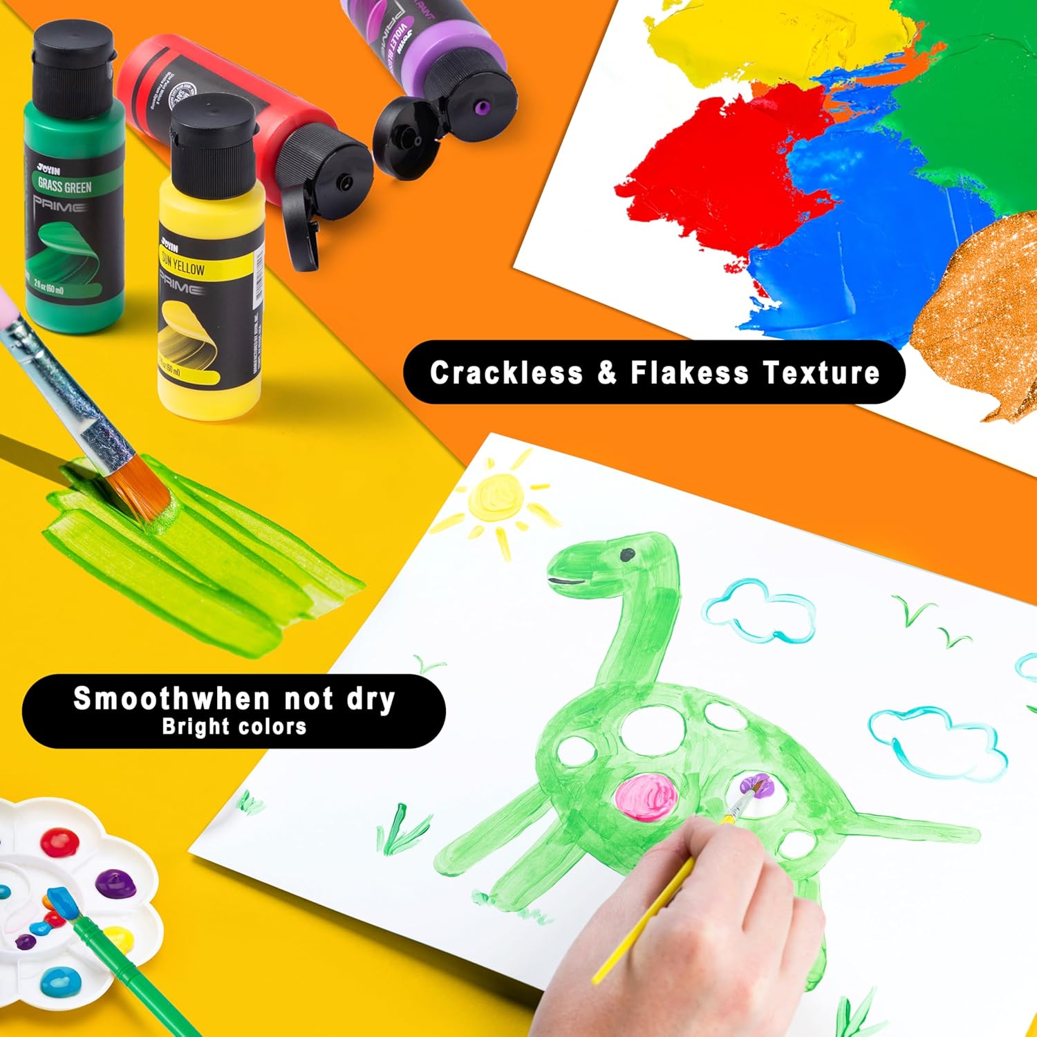 Thumbnail 3 de JOYIN 12PC Washable Kids Tempera Paint Set with 6 Brushes, Palettes & Clean Bucket (2 oz each)