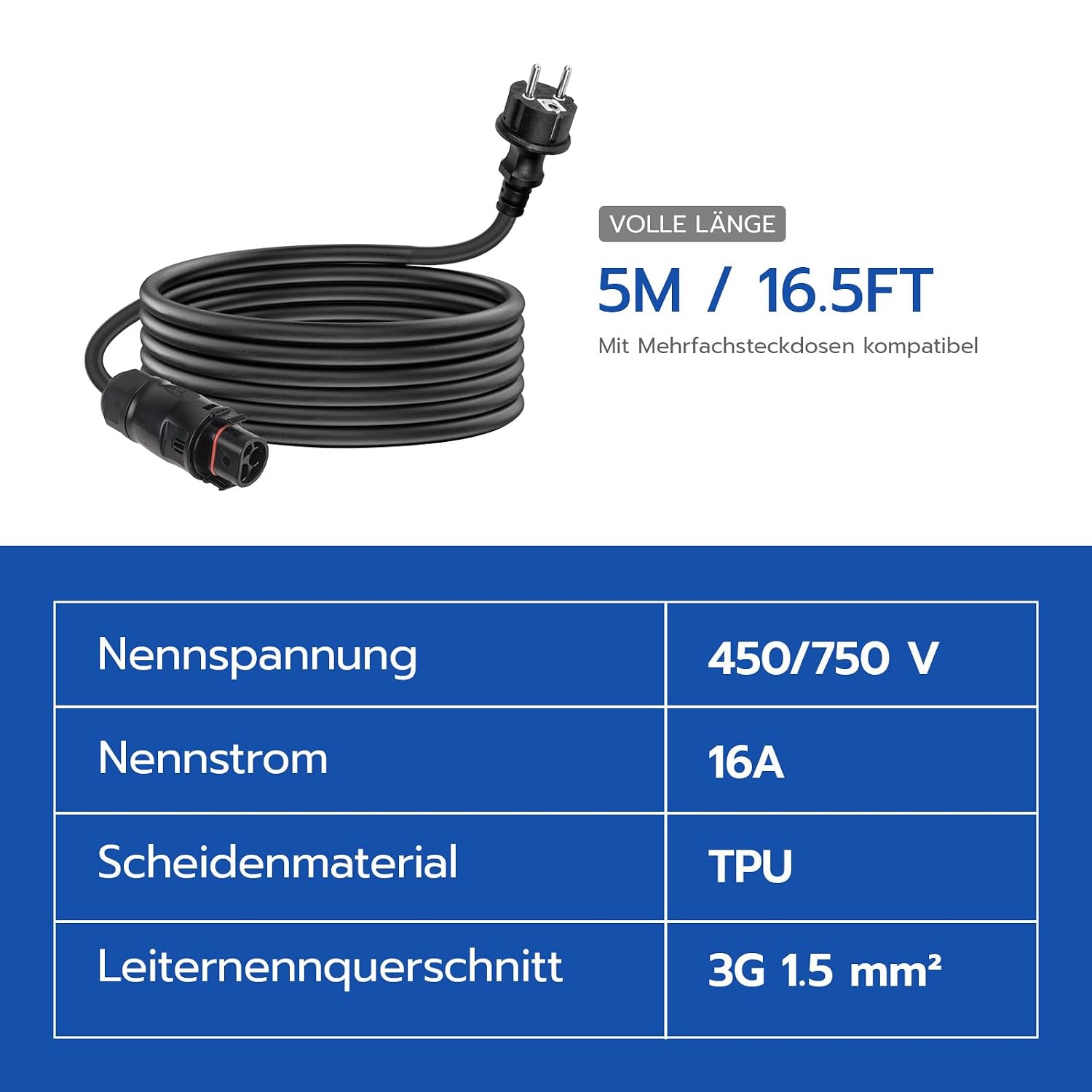 Thumbnail 1 de WSPIHO LY01 AC Kabel 5M für Deye Wechselrichter