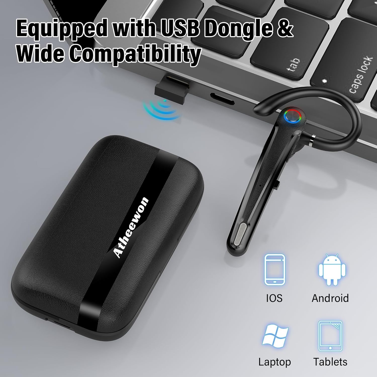 Thumbnail 6 de Bluetooth Headset V5.4 – Freisprech-Headset mit ENC, aptX und Ladebox (115 Std) für Business/Truckers