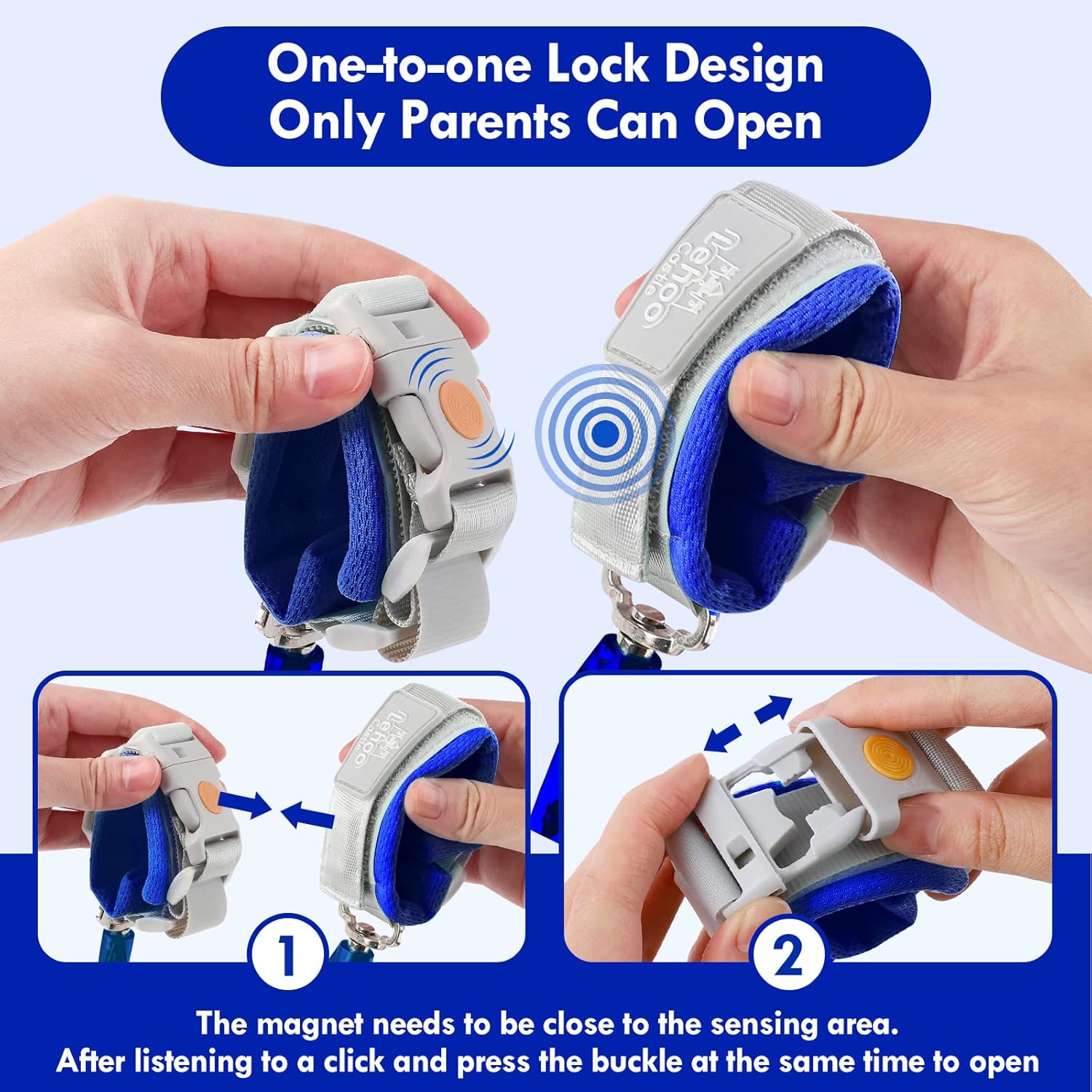 Thumbnail 3 de Lehoo Castle Baby Walking Reins (1.5m) with Induction Lock and Reflective Strip – Dark Blue