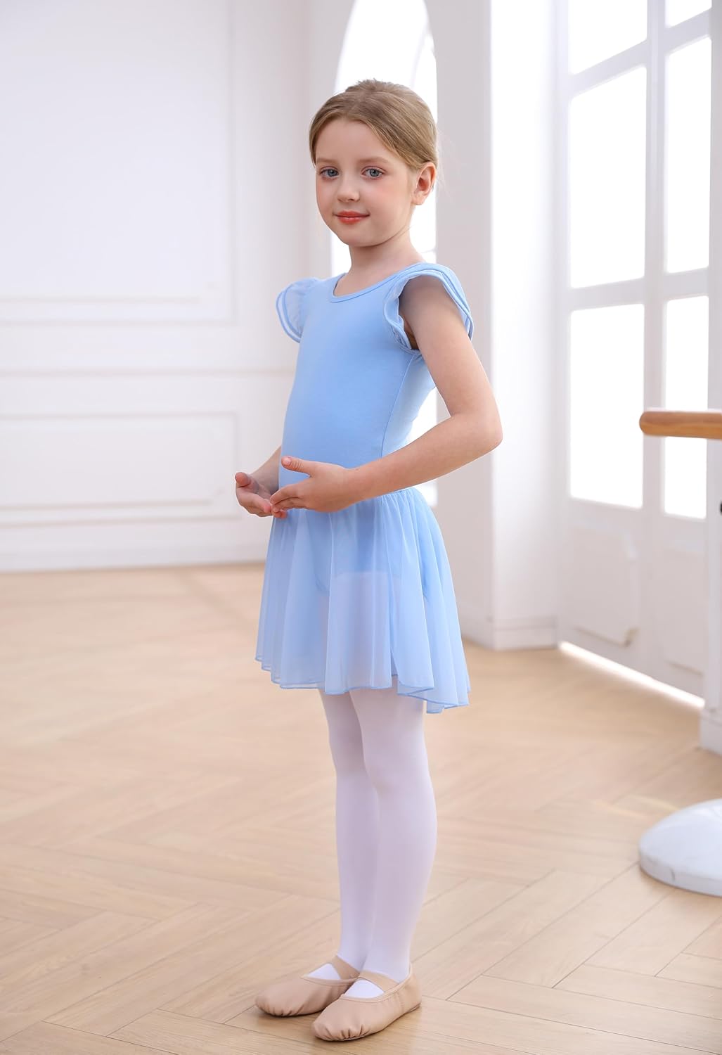 Detalle de MdnMd Girls' Ballet Leotard, Cotton-Lycra Blend
