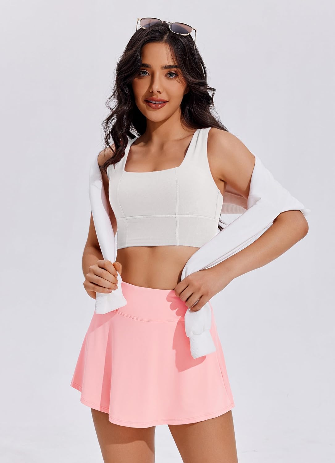 Detalle de PINSPARK Tennis Skirts for Women: Pleated Athletic Skort with Built-in Shorts and Pocket
