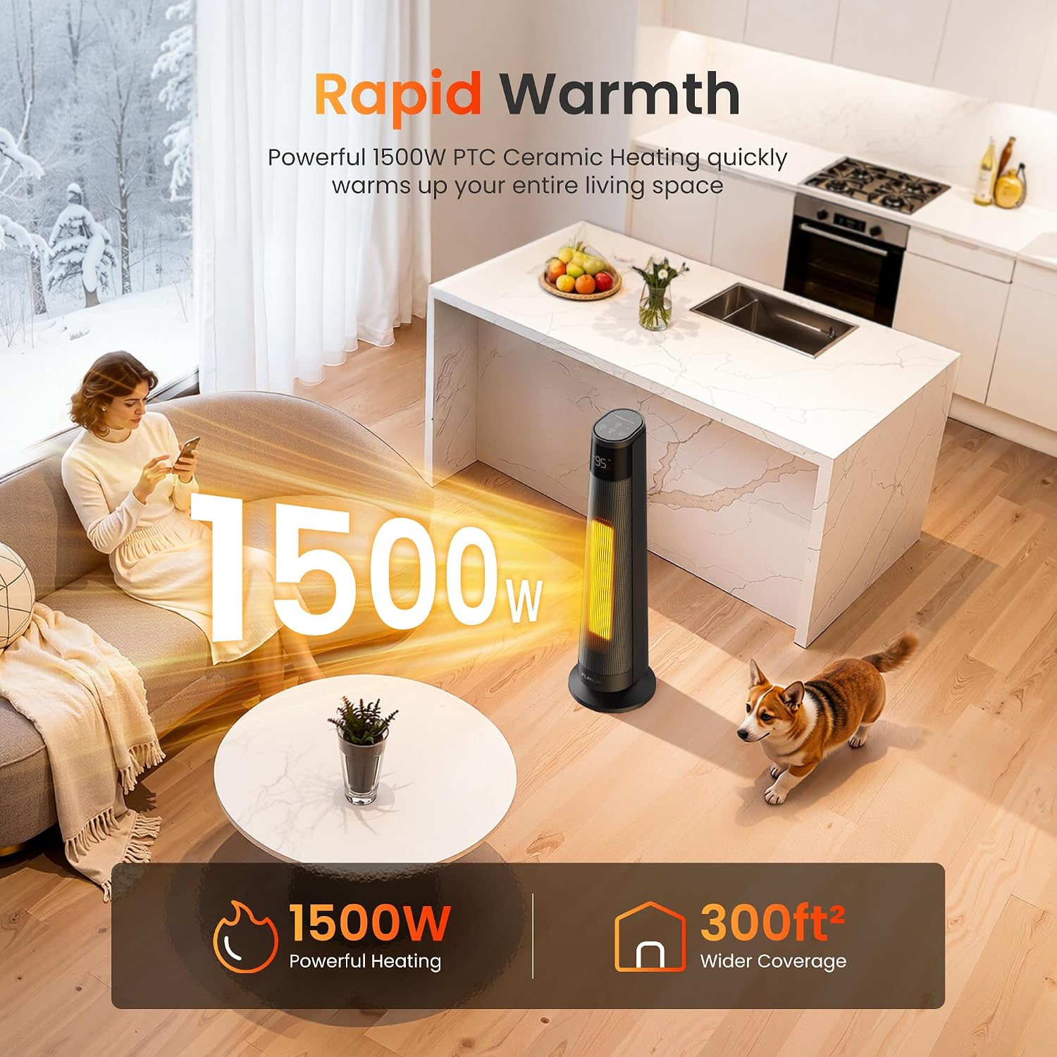 Detalle 2 de FLANUR PTC Ceramic Smart Heater 1500W