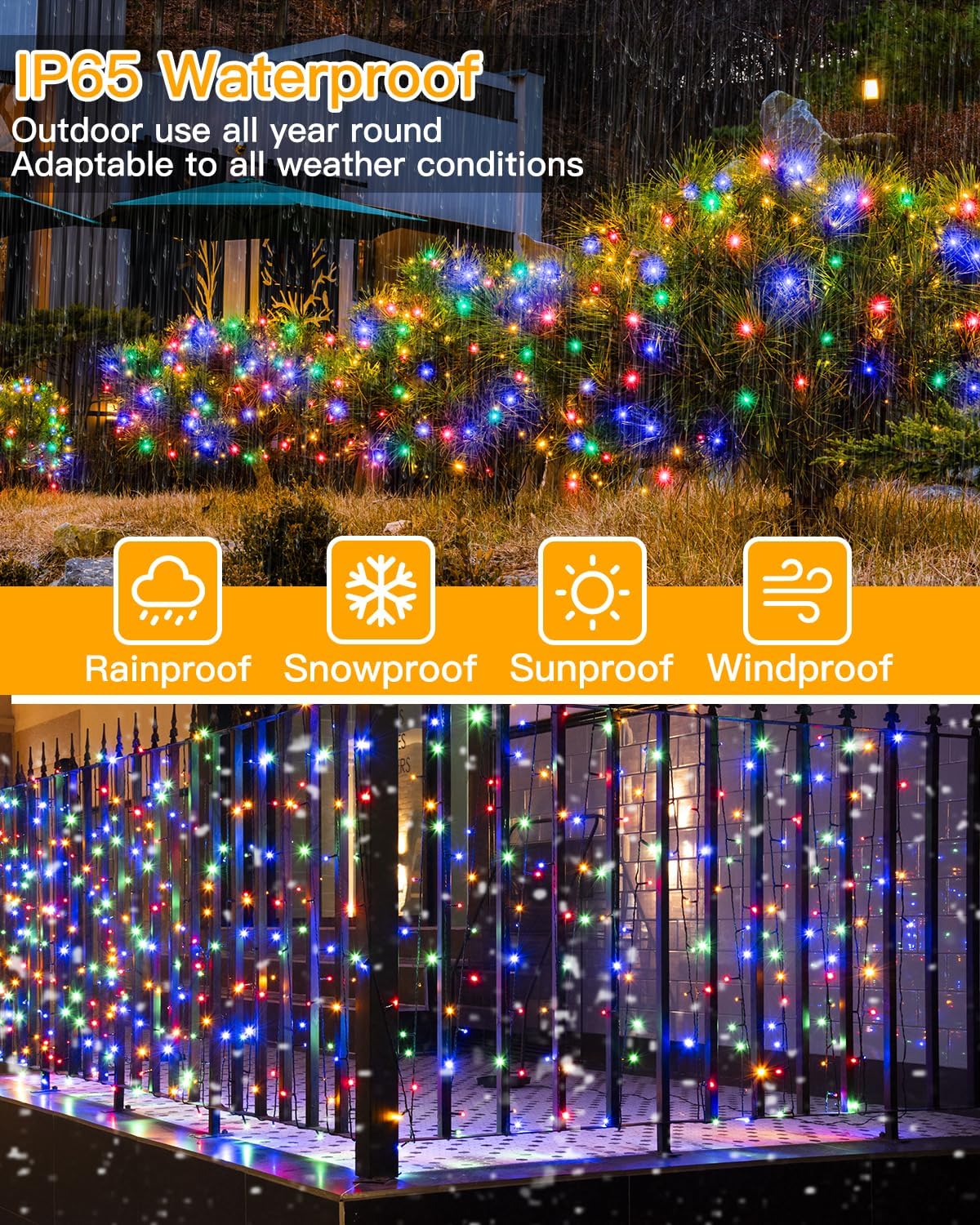 Detalle de Ollny Solar Lights Outdoor Garden 20m 200 LED Fairy Lights (Multicolour) with 8 Modes