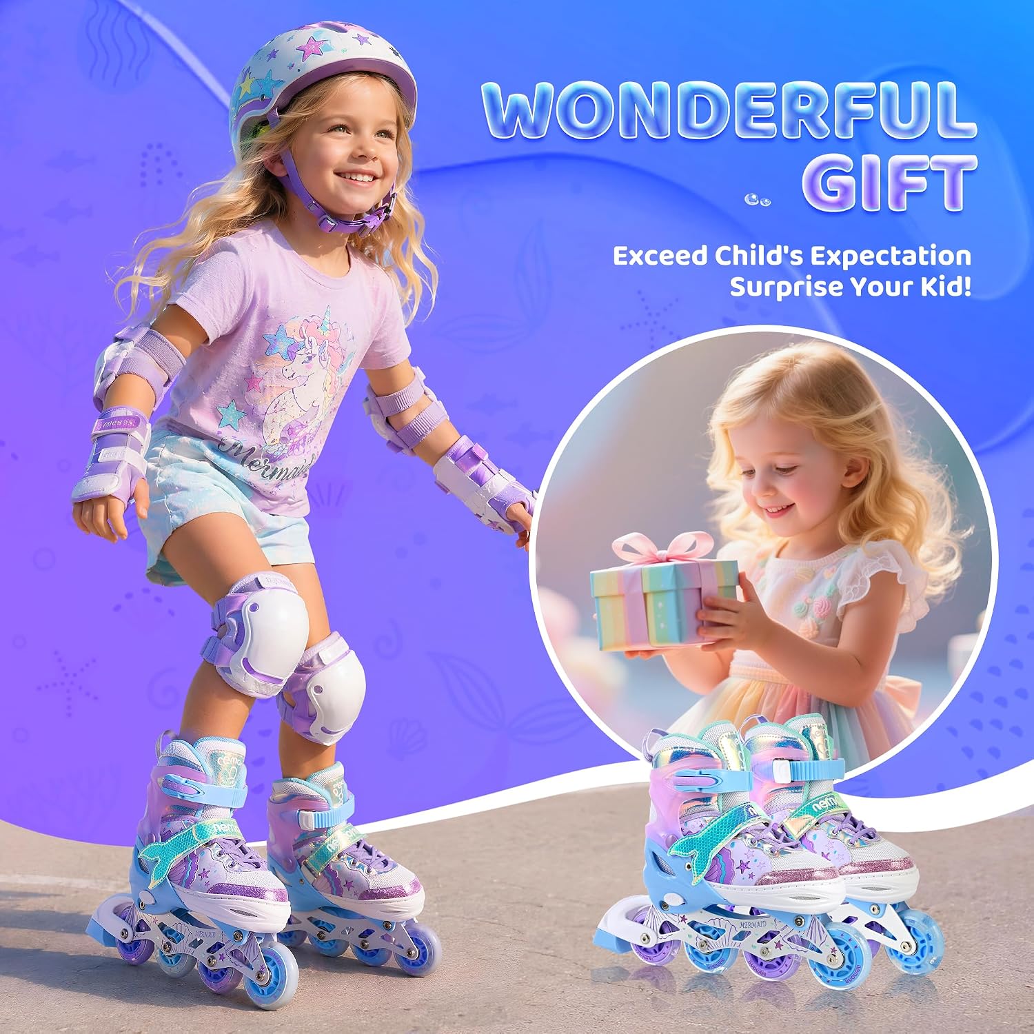 Thumbnail 4 de NEMONE Mermaid Inline Skates Adjustable, Size 4