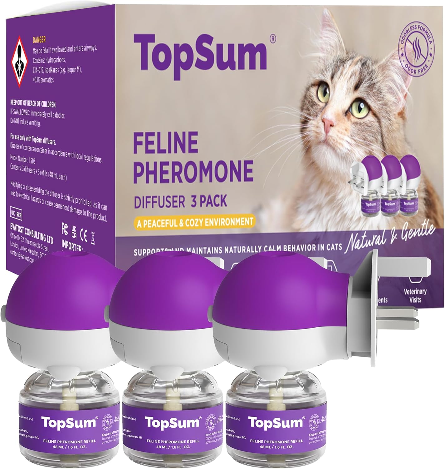 Detalle de TopSum Cat Calming Plug-in Diffuser: Premium Cat Pheromone Diffuser Kit