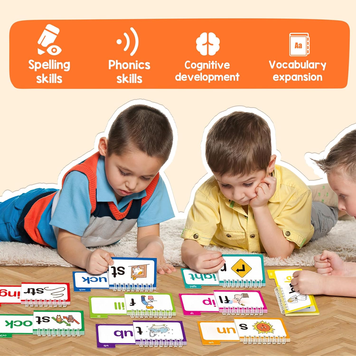 Thumbnail 5 de Phonics Flash Cards Word Family Build Book (30 Flip Books) for Kindergarten Reading Practice