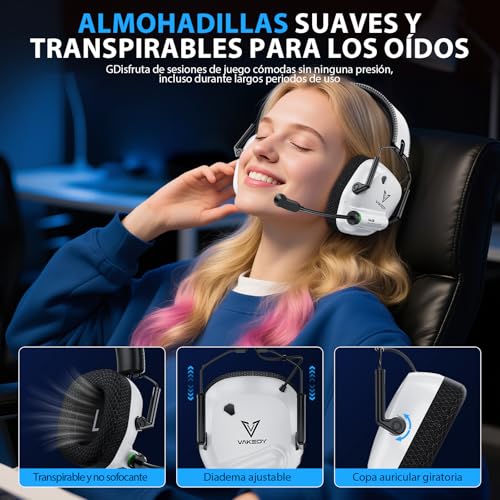 Thumbnail 6 de Vakedy Cascos Gaming Inalámbricos 2,4 GHz 🎧