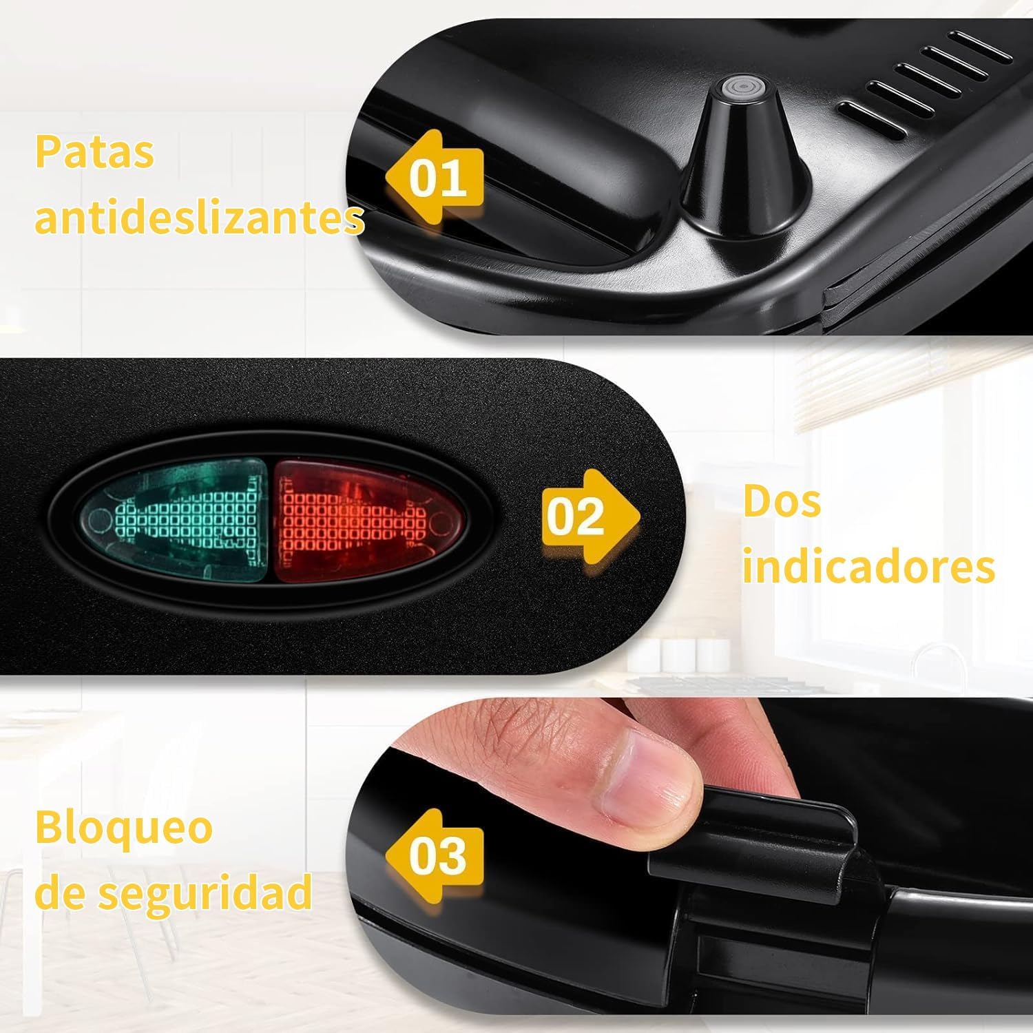 Thumbnail 1 de YASHE Sandwicheras 750W Grill Tostadora Panini con LED 🍞