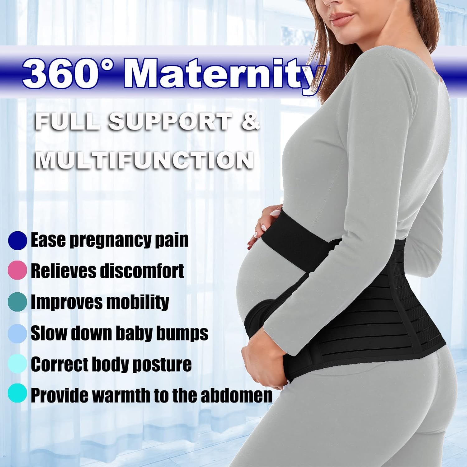 Detalle 2 de ChongErfei Maternity Belt Pregnancy Belly Band 3-in-1 (Black, XL) for Back, Pelvic & Hip Support