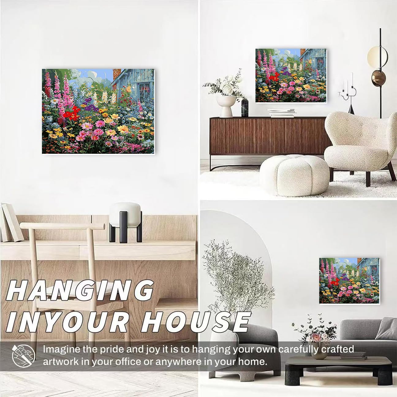 Detalle de GOUGOUFAFA Flowers Paint by Numbers Kit (16 x 20 inch) for Adults