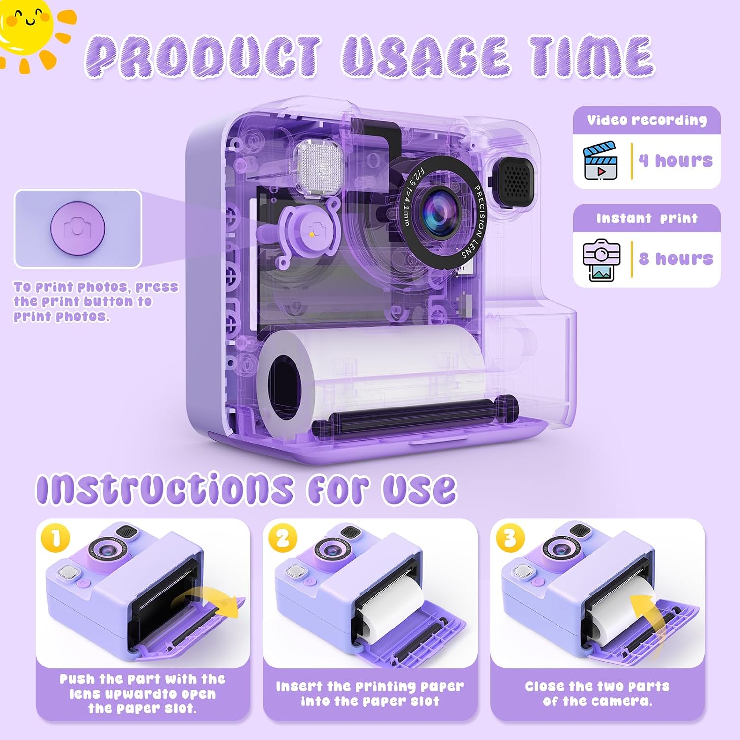 Detalle 2 de Yidoroye Kids Instant Print Camera 32GB