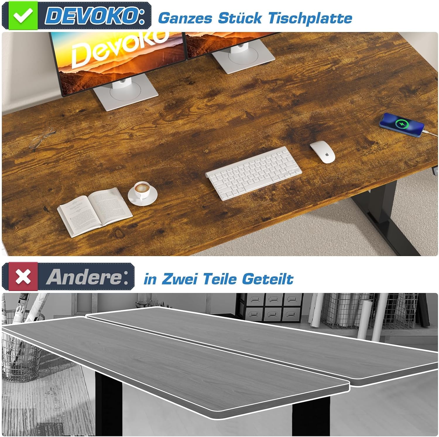 Thumbnail 3 de Devoko Höhenverstellbarer Schreibtisch 160x80 cm