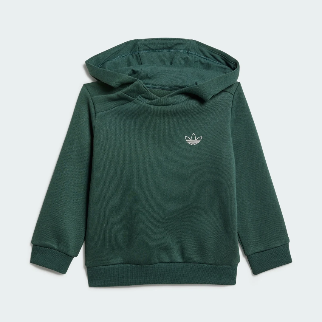 Detalle de Conjunto Adidas Graphic para Bebé: sudadera con capucha y pantalón en verde