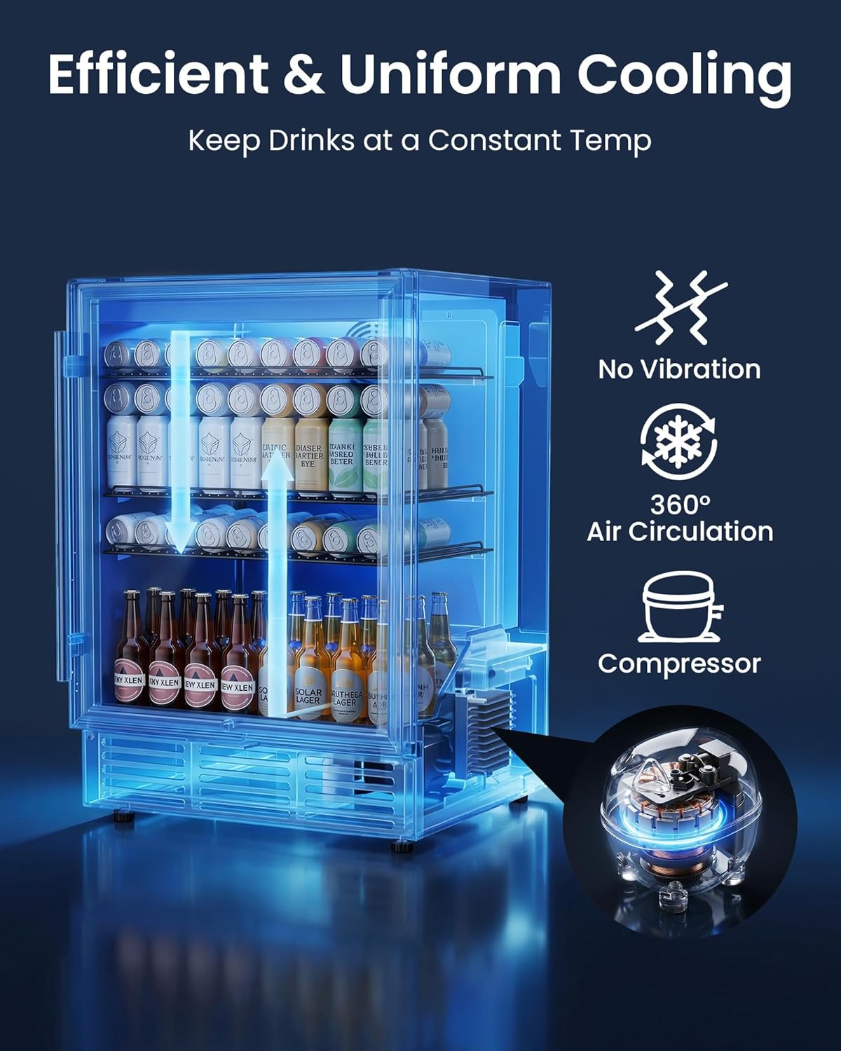 Detalle de ICEVIVAL BRU-04 24-Inch Beverage Refrigerator, 180-Can, Glass Door