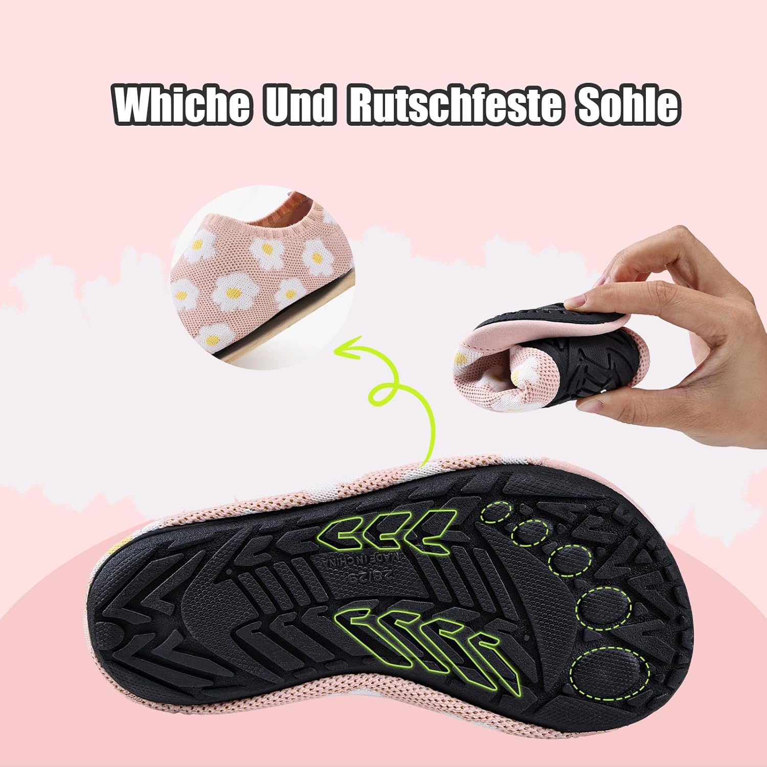 Detalle de IceUnicorn Hausschuhe Kinder – atmungsaktive, leichte Slippers mit rutschfester Sohle