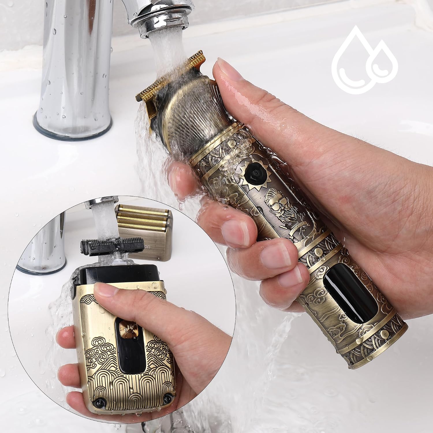 Detalle de Scttomon T-Blade Trimmer Capelli & Rasoi Elettrici 2 in 1 per Uomini – Kit Cordless con Lama a Foglia