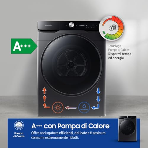 Detalle de Samsung DV16DG8600BVU3 asciugatrice a pompa di calore 16 kg: AI Dry, Wi-Fi e Igienizzante