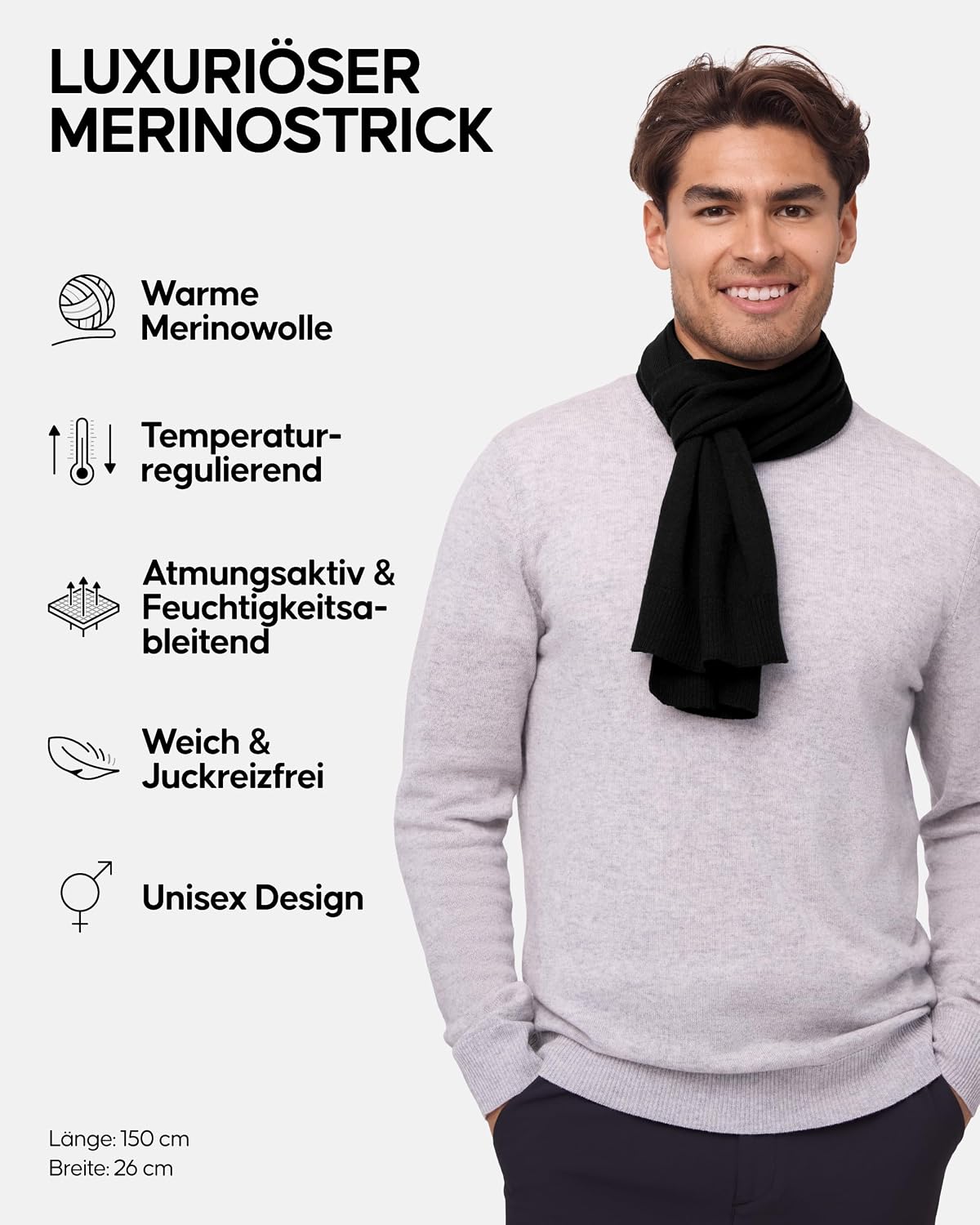 Detalle 2 de DANISH ENDURANCE Merinowolle Schal 90% Merino