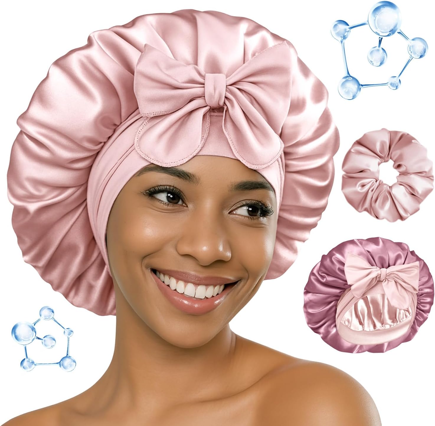 Bonnet Queen Satin Nuit cheveux bouclés