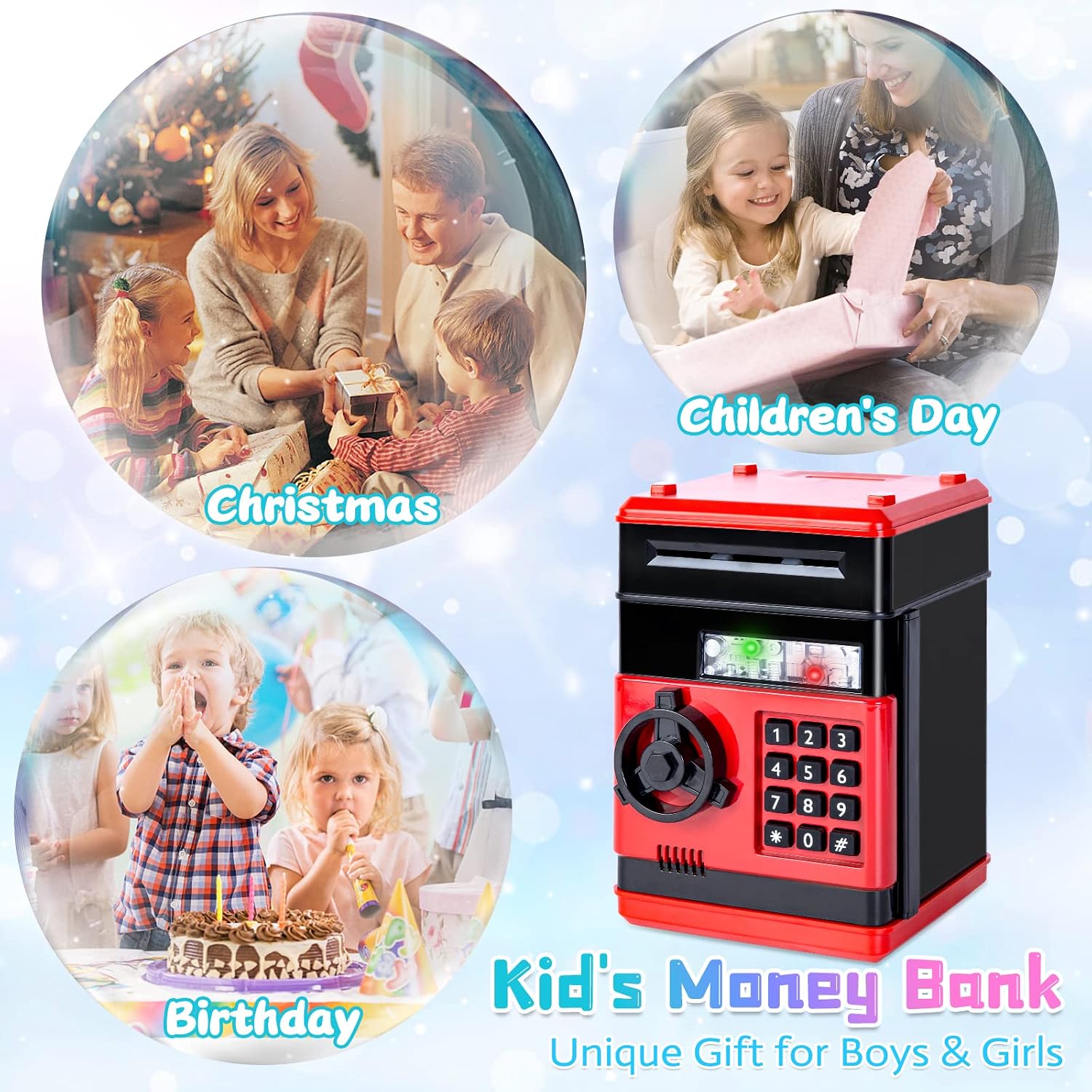 Thumbnail 3 de Refasy Piggy Bank Cash Coin Can ATM Bank – Interactive Electronic Money Box for Kids