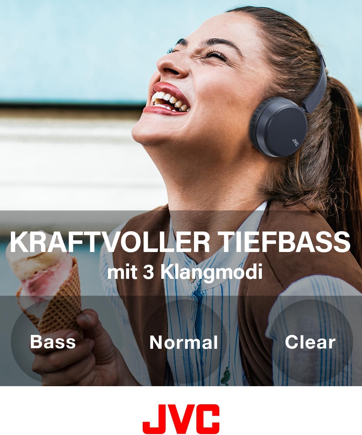 Detalle de JVC HA-Z37W-A Bluetooth On-Ear-Kopfhörer – Tiefbass, 35 Stunden Laufzeit, faltbares Design