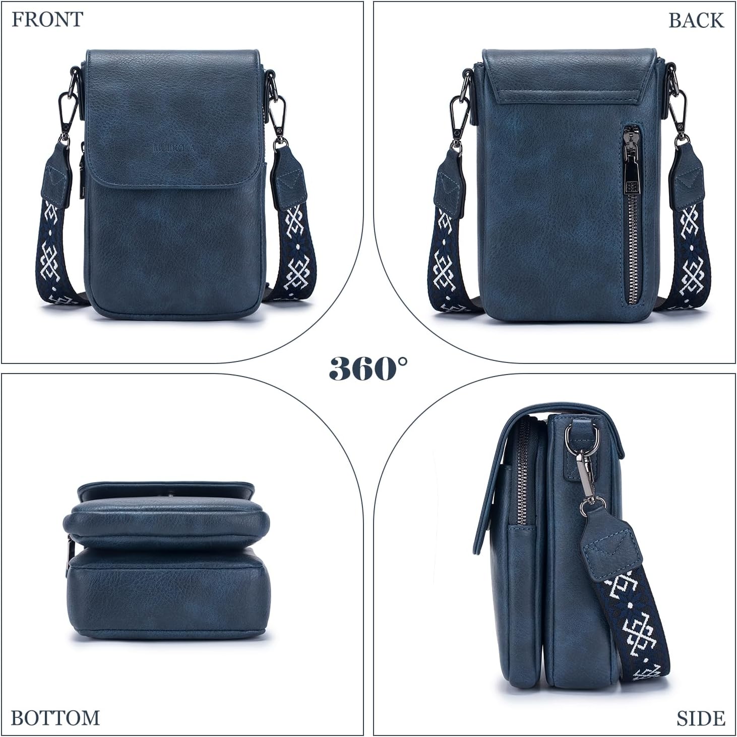 Detalle de MUIIKOLA Small Phone Shoulder Bag: PU Leather Crossbody with RFID and Wide Adjustable Strap
