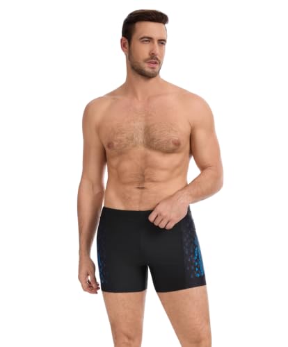 Thumbnail 1 de AMZSPORT Maillot de Bain Homme Short de Bain à Séchage Rapide, Patchwork Noir Bleu M