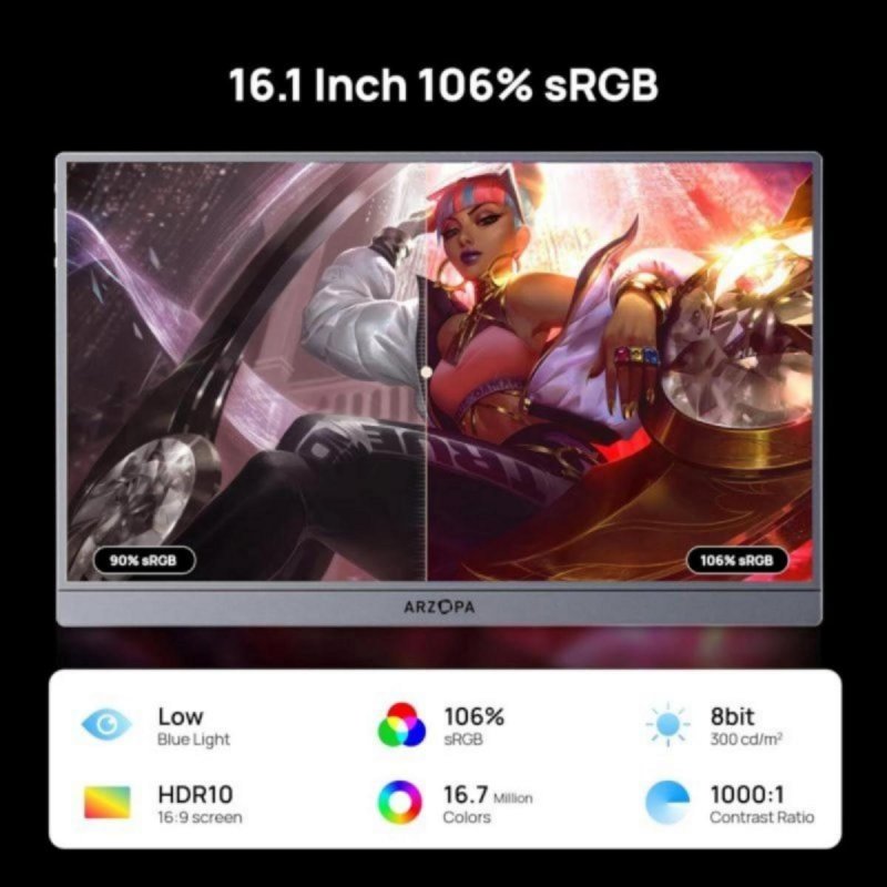 Thumbnail 3 de Arzopa Monitor 16,1" FullHD 144 Hz IPS portátil 780 g