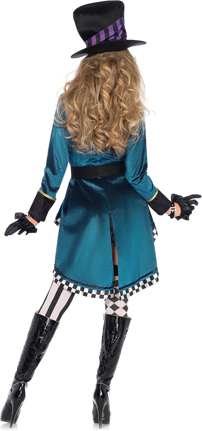 Detalle de Leg Avenue Mad Hatter Costume with Dress, Jacket, Belt, Bow Tie and Hat