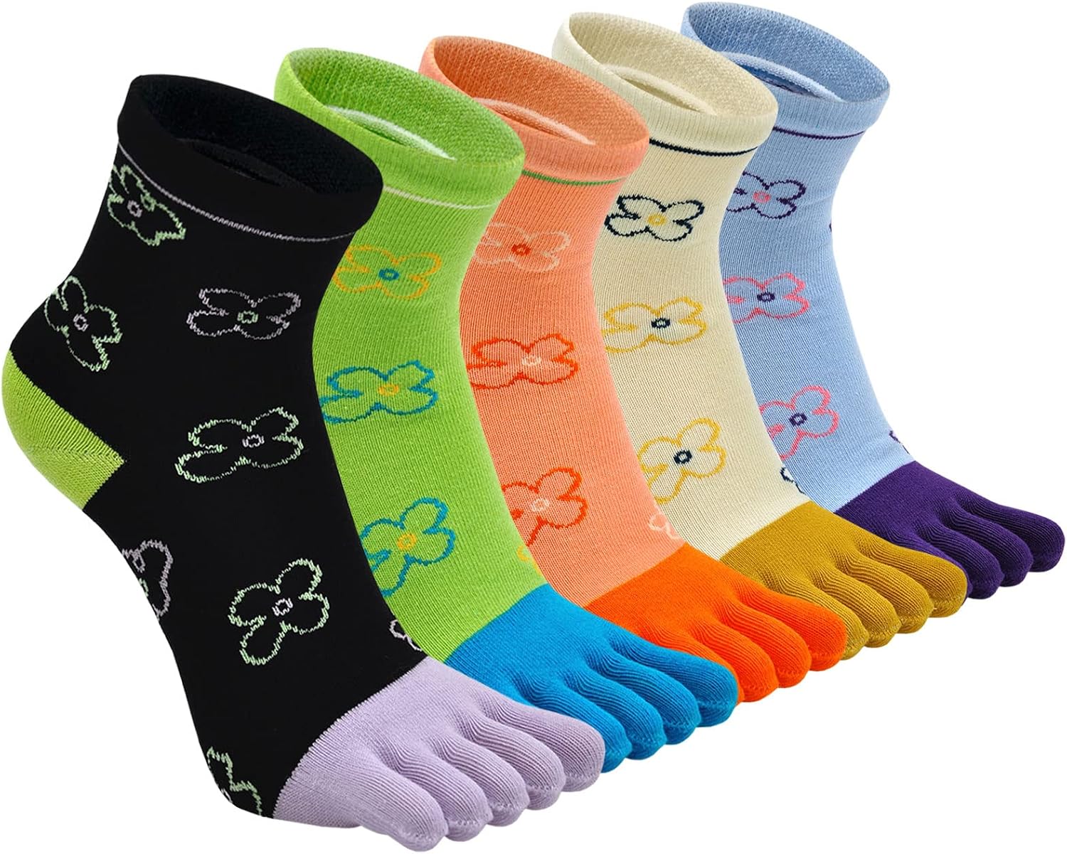 Detalle 2 de Chaussette à doigts femme sport en coton 4 paires