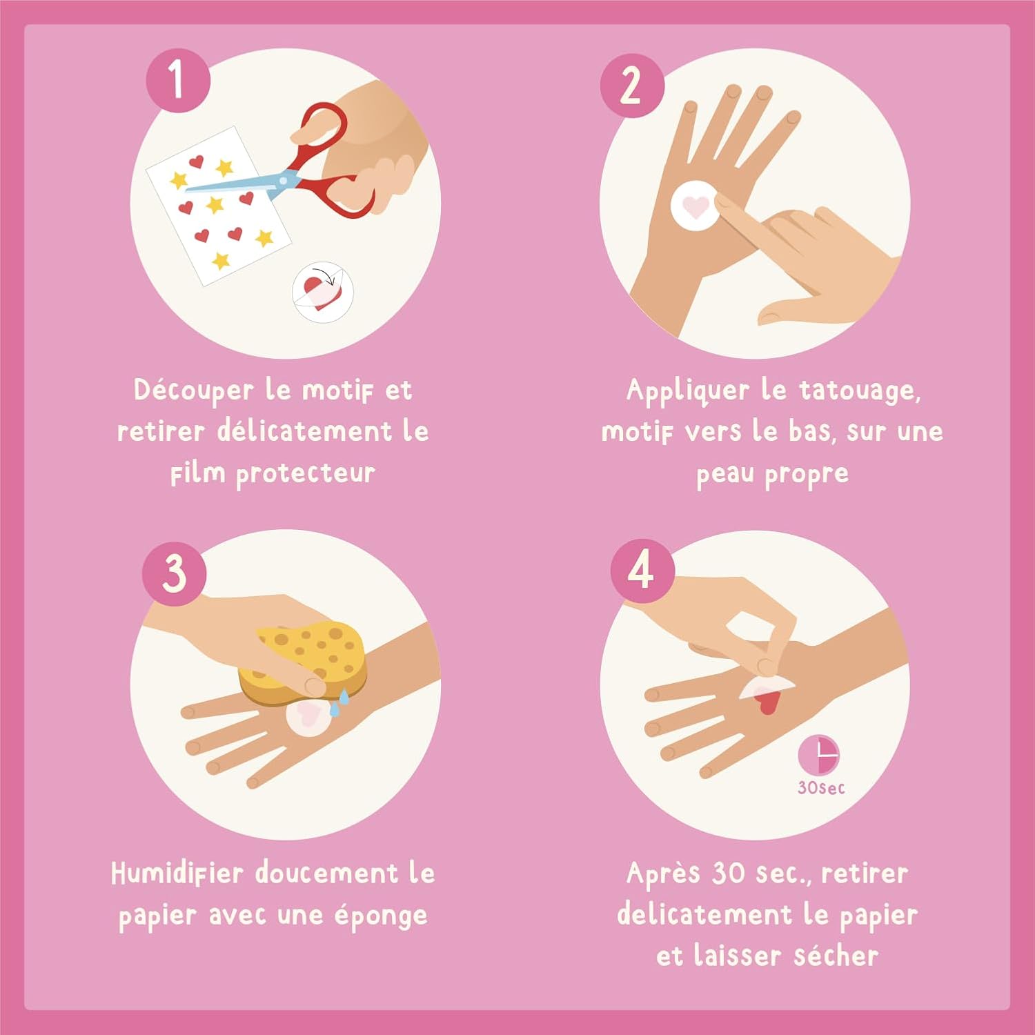 Thumbnail 3 de Famifidus 120 tatouages temporaires pour enfant (peau respectée) – motifs éphémères, application à l’eau