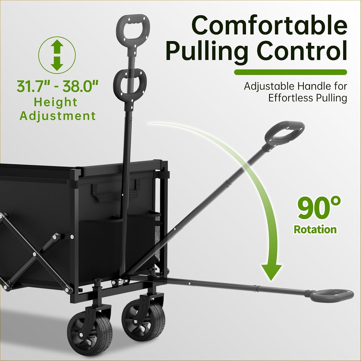 Thumbnail 5 de InBrave Extra Long Collapsible Wagon Cart (480LBS) with All-Terrain Wheels, Foldable Utility Cart for Beach, Camping & Shopping