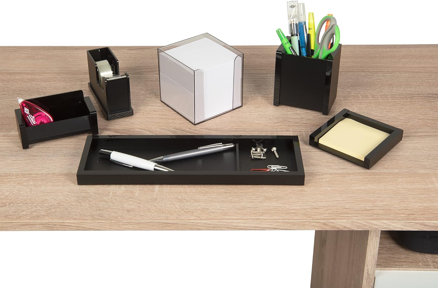 Detalle de Wedo 2702650 Zettelbox aus ABS-Kunststoff – rauchglasfarben, gefüllt (9 x 9 cm, ca. 700 Blatt)