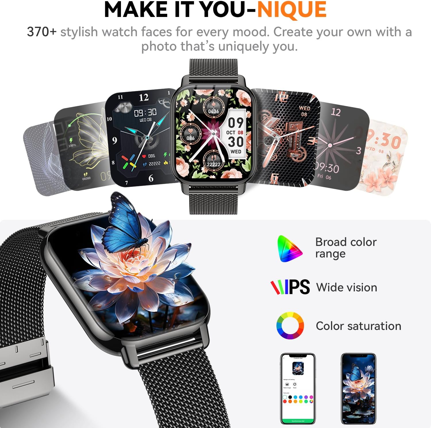 Thumbnail 5 de Smart Watch for Women and Men with 1.85" HD Screen, 112 Sports Modes, IP68 Waterproof, Bluetooth Calling