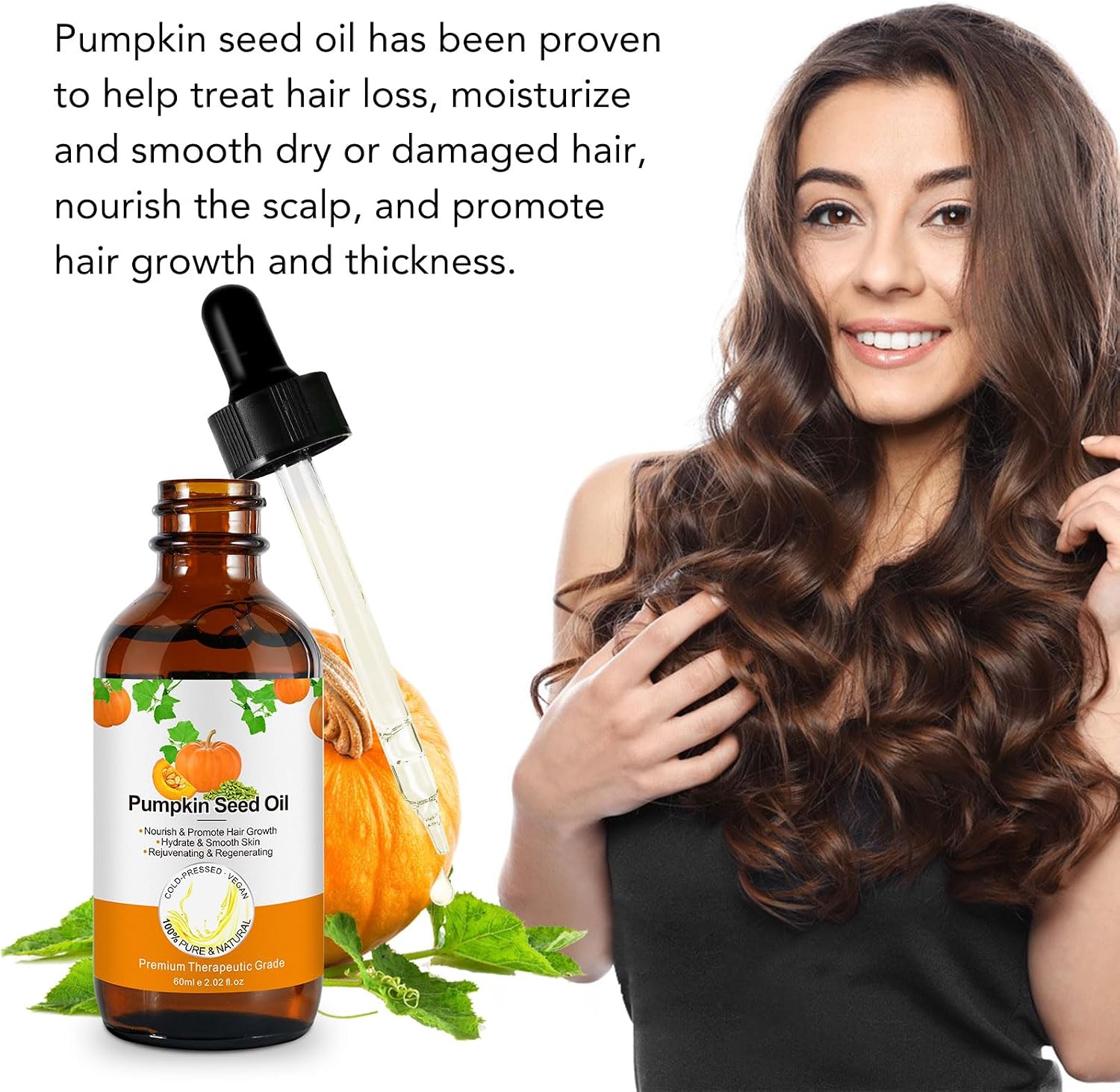 Detalle 2 de Olio di Semi di Zucca Biologico per Capelli e Pelle | 60 ml, 100% puro