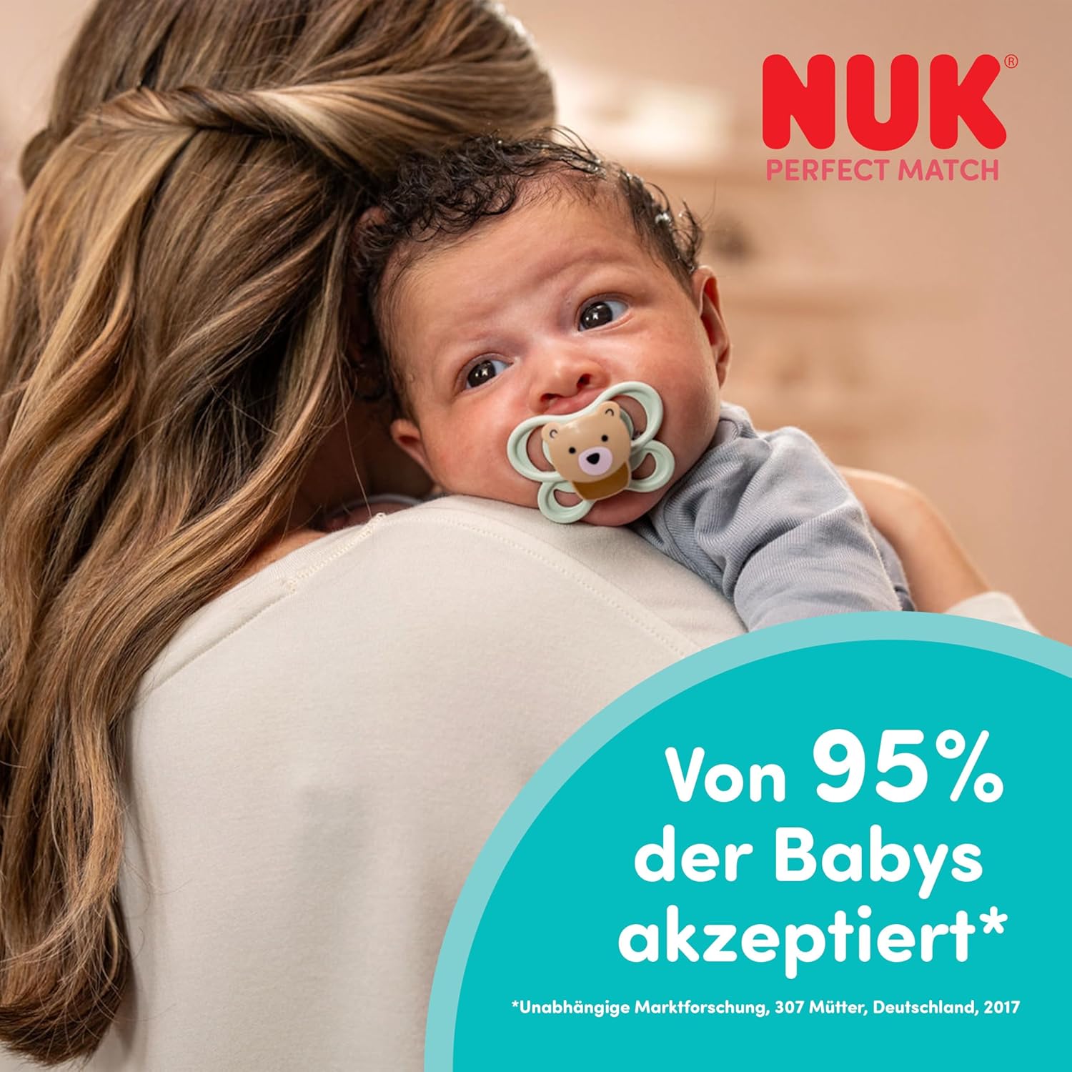 Detalle de NUK Perfect Match Air Day & Night Schnuller 0–6 Monate – 4er-Set, Leuchtend & luftzirkulierend