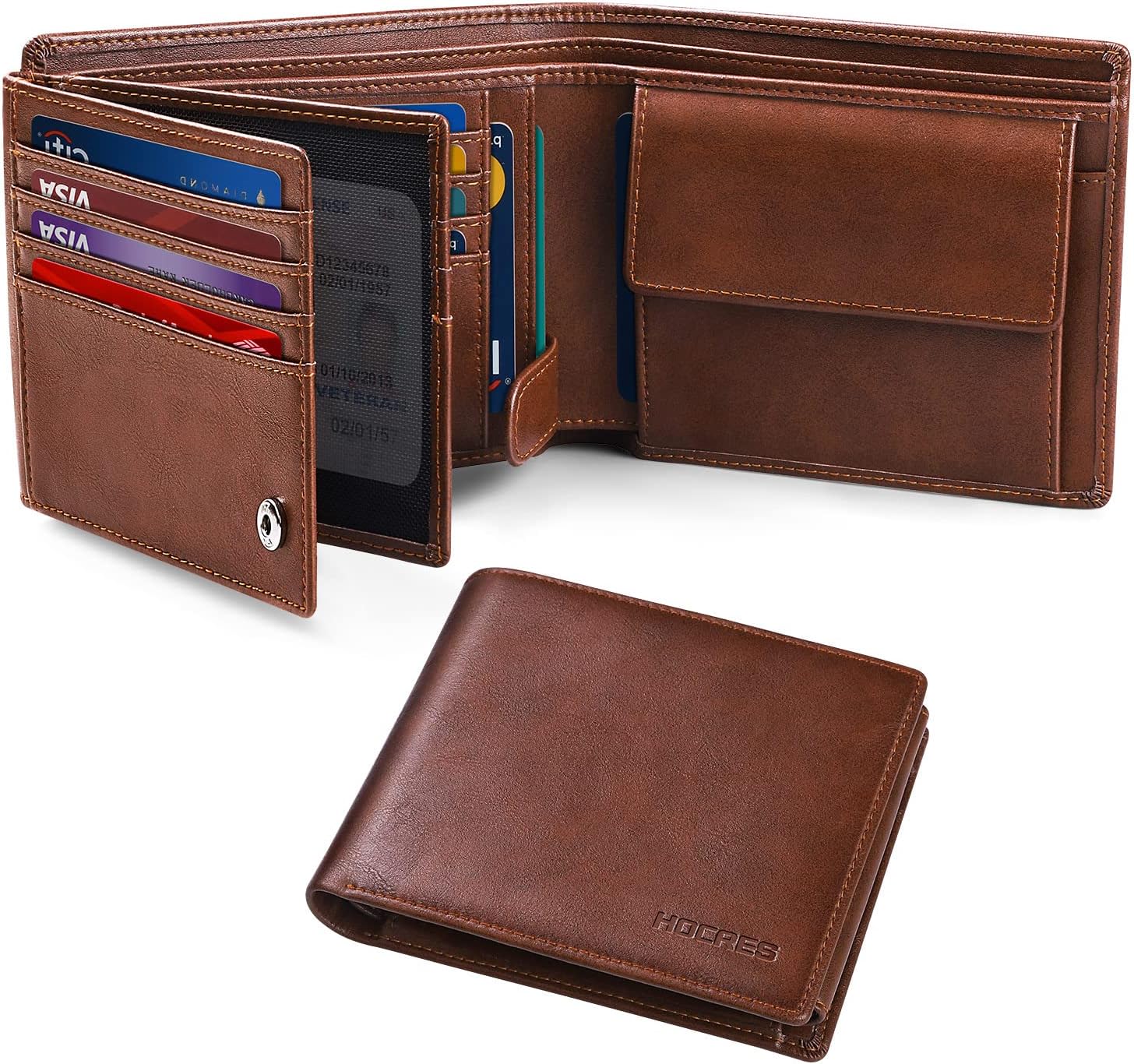 Thumbnail 6 de HOCRES mens RFID leather slim wallet 12.5cm