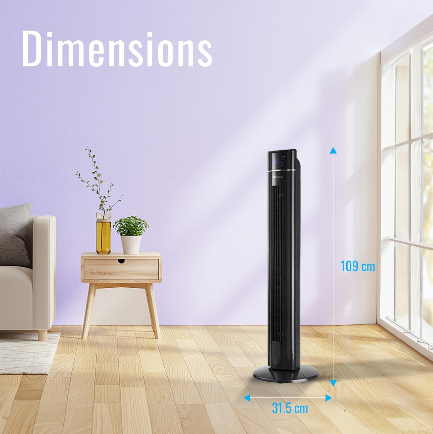 Detalle 2 de PureMate 43-inch Tower Fan with Air Purifier 8hr ⏳🌀