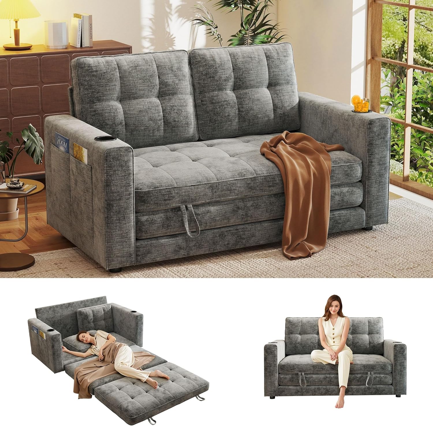 Thumbnail 6 de Urhanherry Convertible Sofa Bed, 65-inch