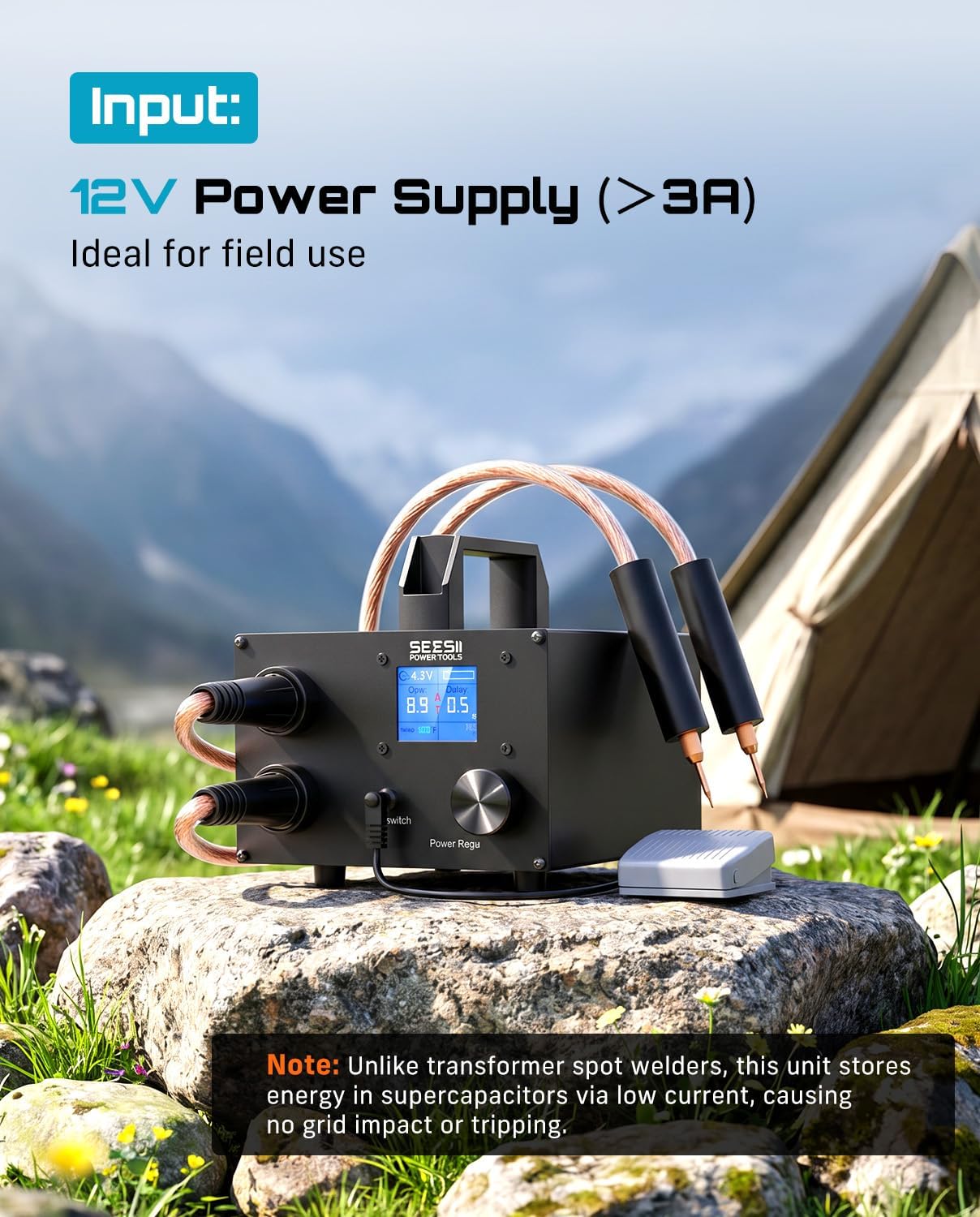 Detalle 2 de SEESII SE-223 Capacitive Battery Spot Welder, 10kW, 0.2mm Pure Nickel