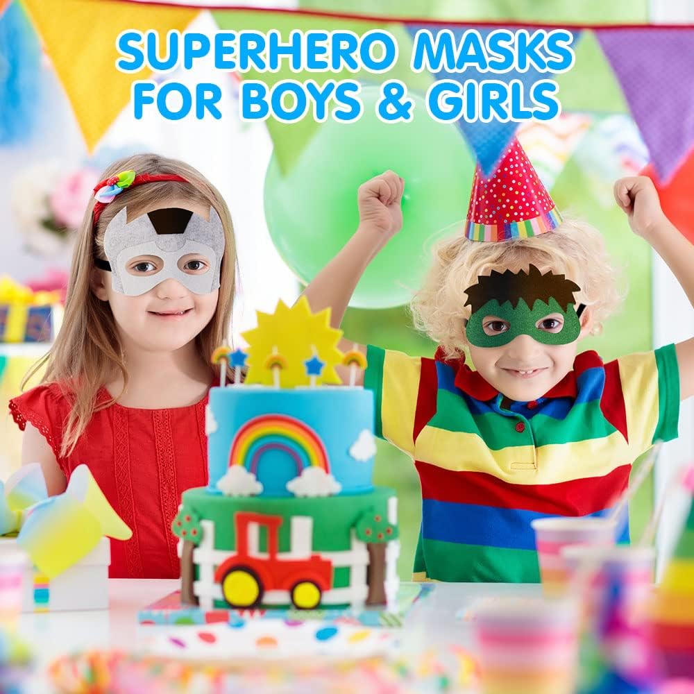 Detalle de URAQT Superhero Mask set (16 felt masks) for children’s dress up and cosplay