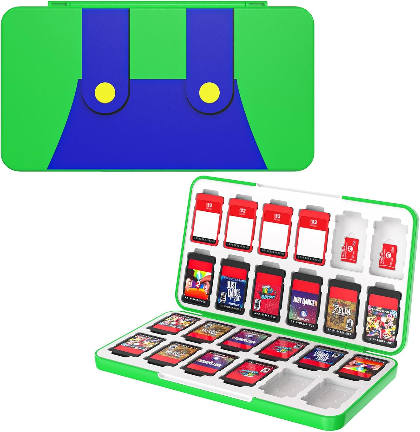 Detalle de MoKo Spiel-Aufbewahrungsbox für Nintendo Switch 2 / Switch OLED / Switch Lite – Organizer mit 24 Fächern