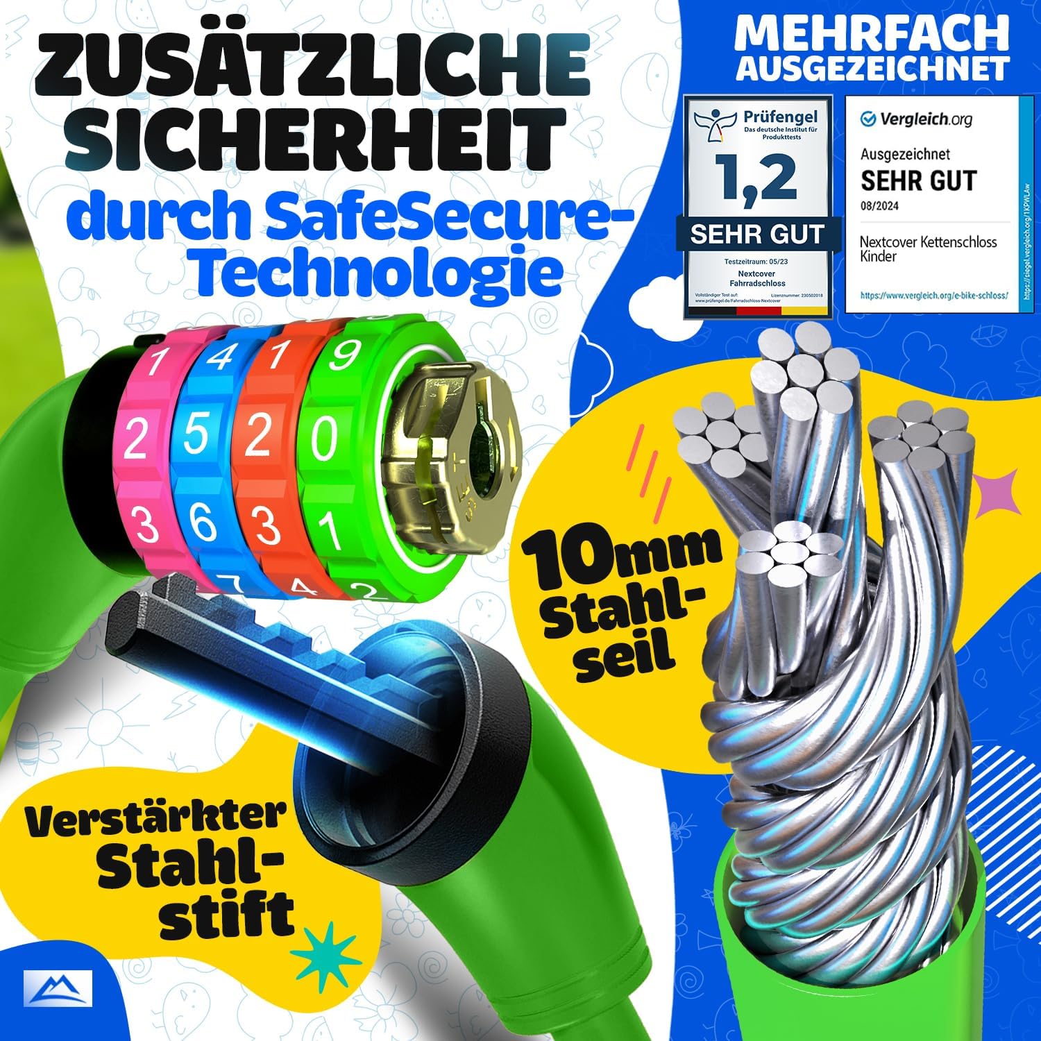 Thumbnail 1 de Nextcover Fahrradschloss Kinder mit 4-stelligem Zahlencode