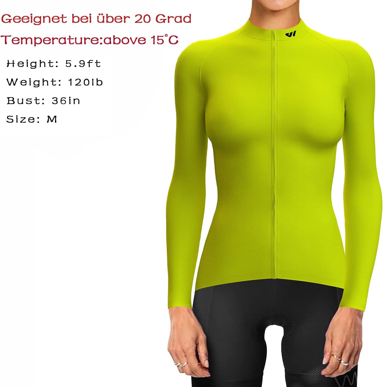 Thumbnail 3 de Wulibike Damen Langarm Radtrikot – atmungsaktives Rennradtrikot mit 3 Rückentaschen (Hellgrün)