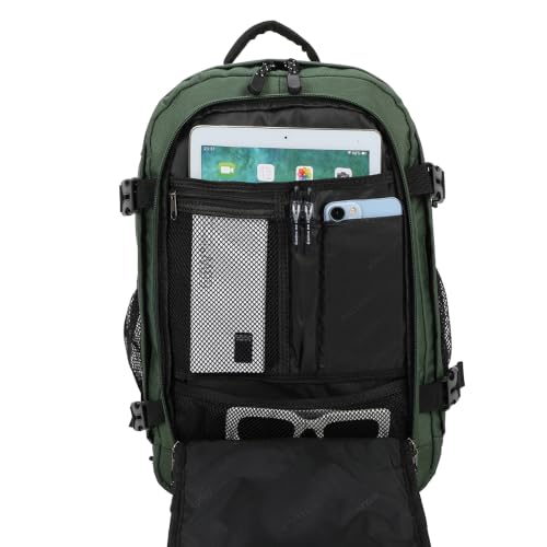 Detalle 2 de RAYKONG Mochila Cabina Ryanair 40x30x20cm (24L) Verde: resistente, impermeable y práctica