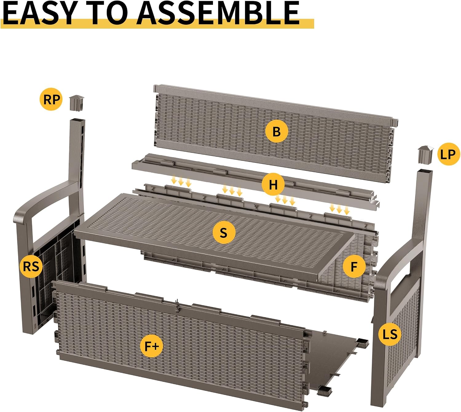 Detalle 2 de PatioZen Outdoor Storage Bench 80-Gallon