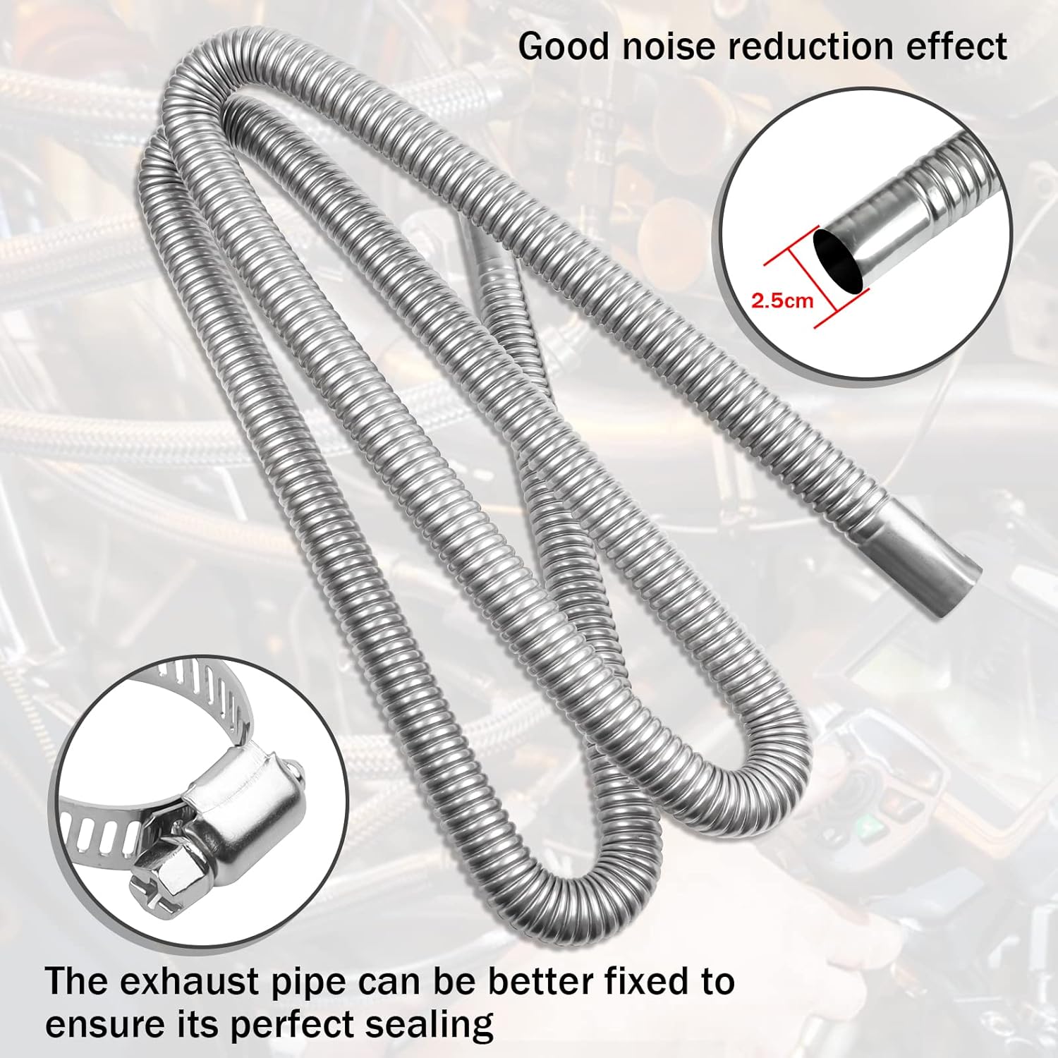Thumbnail 2 de Abgasschlauch für Stromerzeuger 200 CM, JatilEr Abgasschlauch Standheizung Auspuff Edelstahl Auspuff Schalldämpfer, Auto Edelstahl Auspuffrohr mit Zwei Edelstahlklammern für Diesel Heizung
Abgasschlauch für Stromerzeuger 200 CM, Ja…