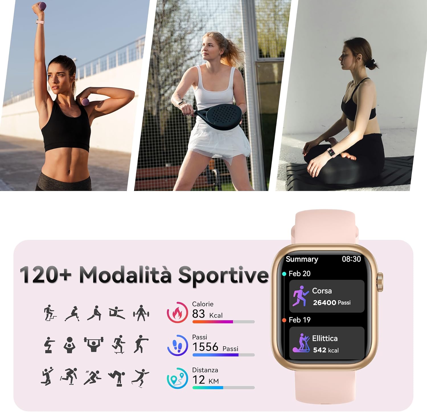 Thumbnail 3 de Smartwatch Uomo Donna 1.83'' con Chiamata Bluetooth e Monitoraggio Salute – IP68