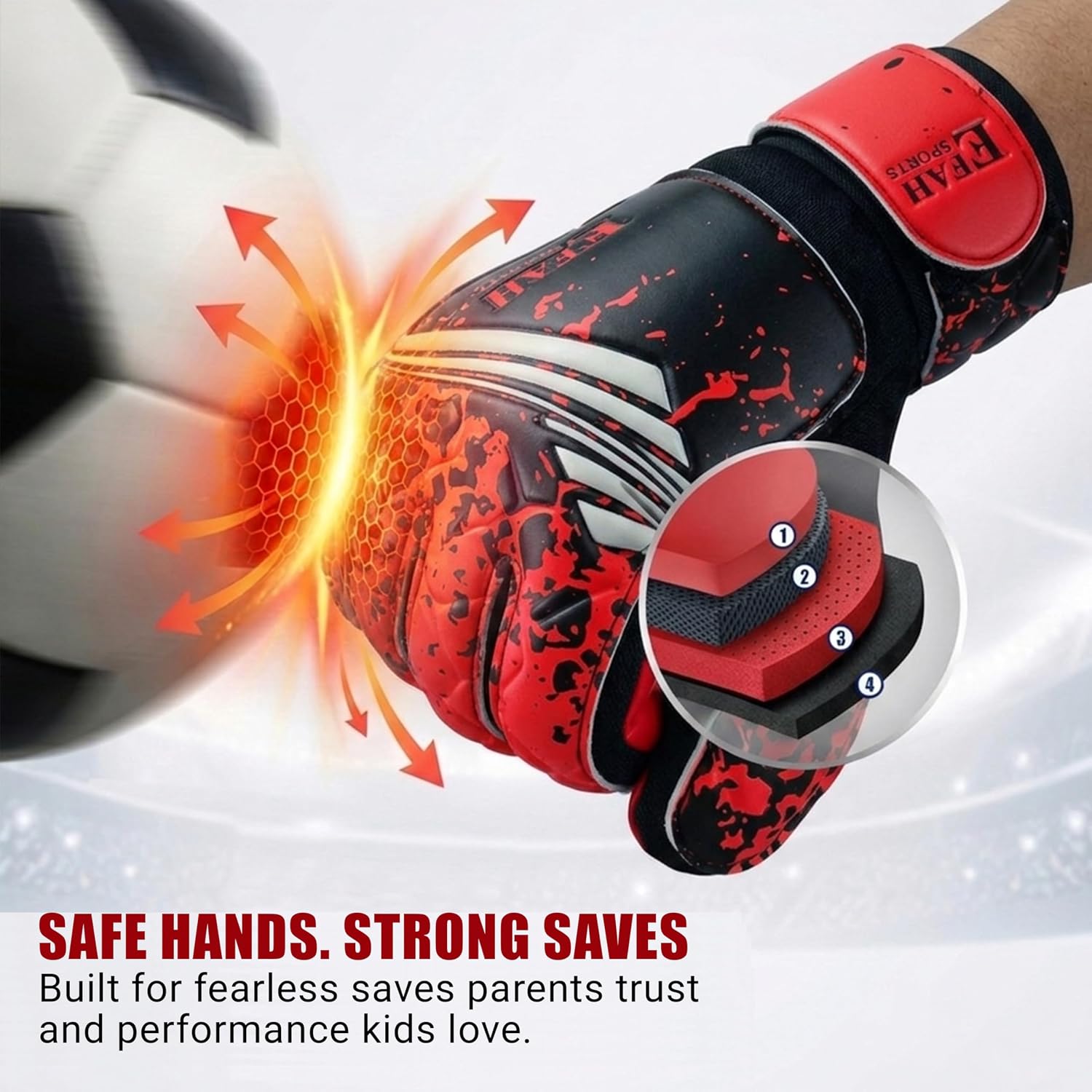 Thumbnail 4 de EFAH SPORTS Youth Soccer Goalkeeper Gloves, Size 6, Breathable Mesh, Wrist Support